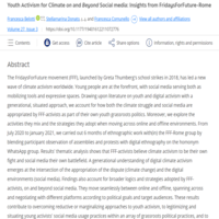 Youth Activism for Climate on and Beyond Social media: Insights from FridaysForFuture-Rome.