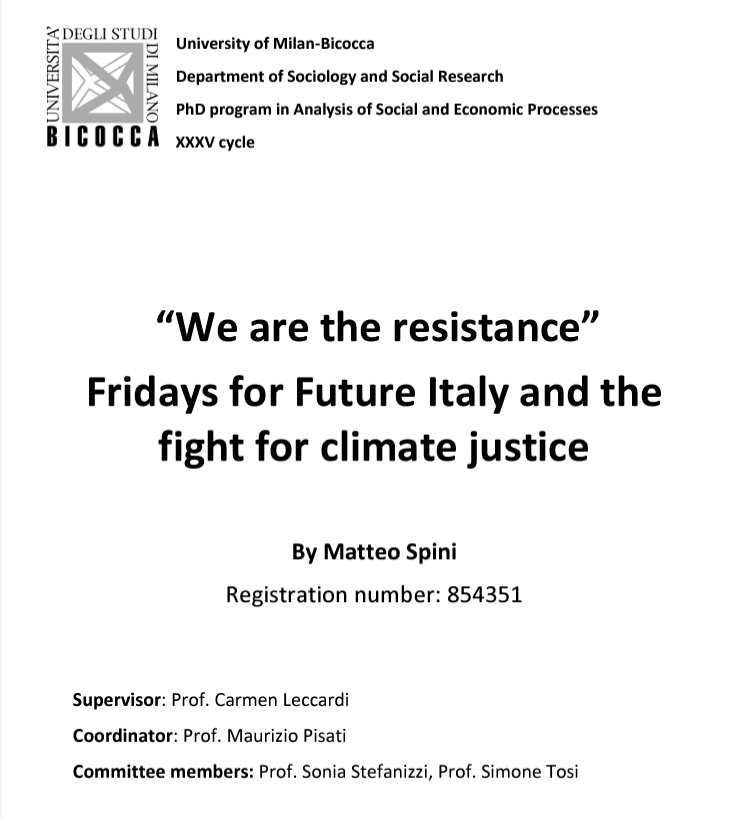 “We are the resistance”  Fridays for Future Italy and the  fight for climate justice